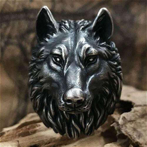 Chevalière Tête de Loup Acier
